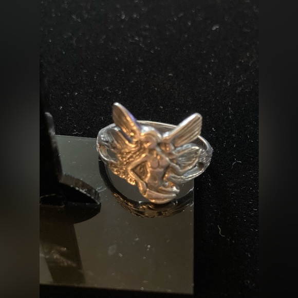 4 pc set Fairies. 925 silver Ring (Sz8) & Earrings Vintage Seagull pewter Brooch - Picture 6 of 14